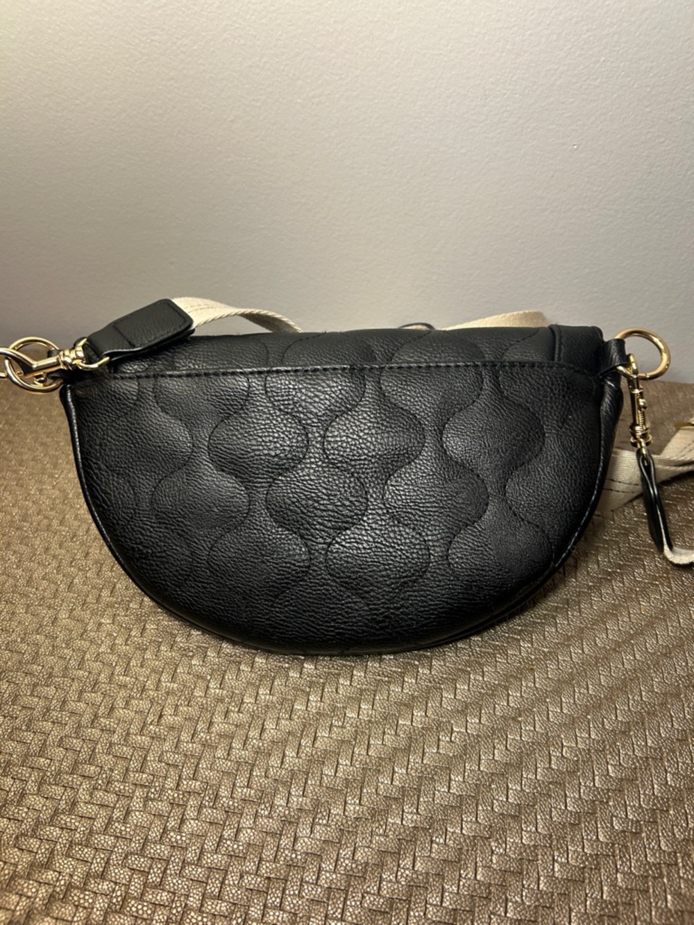 Classic Black Quilted Half-Moon Crossbody Bag